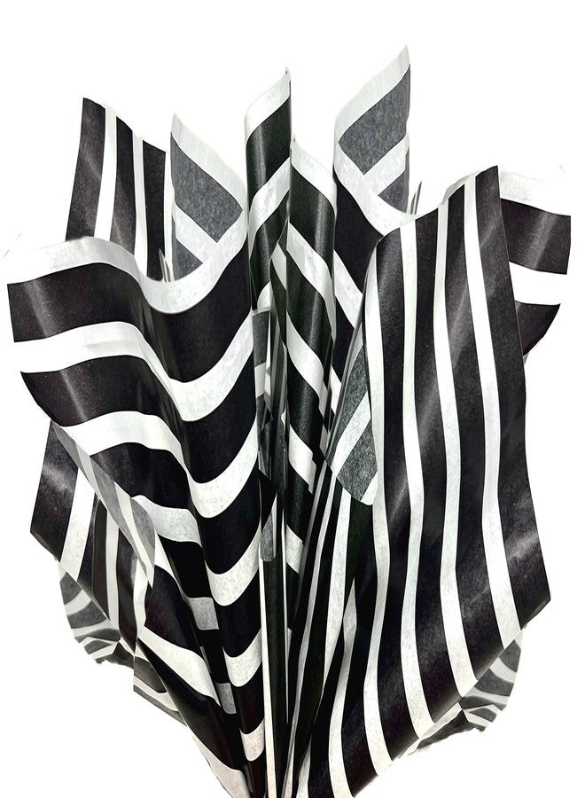 GiftWrap Etc. Premium Tissue Paper Black & White Stripes Tissue Paper 20 X 30-24 Sheet - Image 1